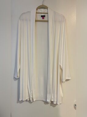 Vince Camuto White Open-Front Jersey Cardigan 3X